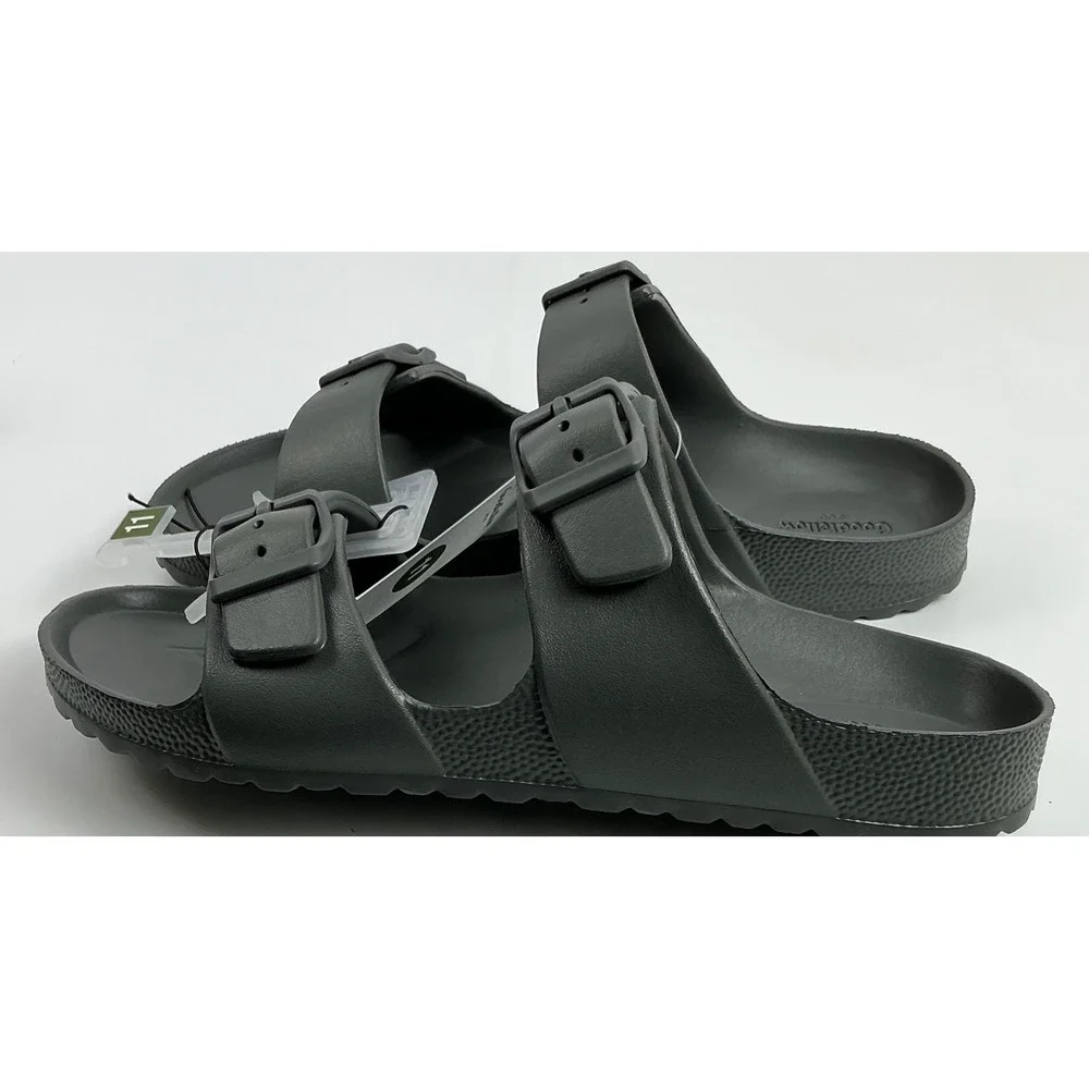 Goodfellow & Co.‎ Men's Two Band Buckle Slide Sandals - Dark Gray, Size 11
